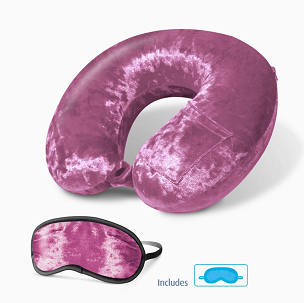 5x Cloudz Luxe Crushed Velvet Memory Foam Travel Pillow- Mauve